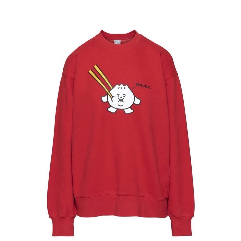Aritzia TNA Dumpling Cozy Fleece Boyfriend Crew Sweatshirt Debbie Tea Collab